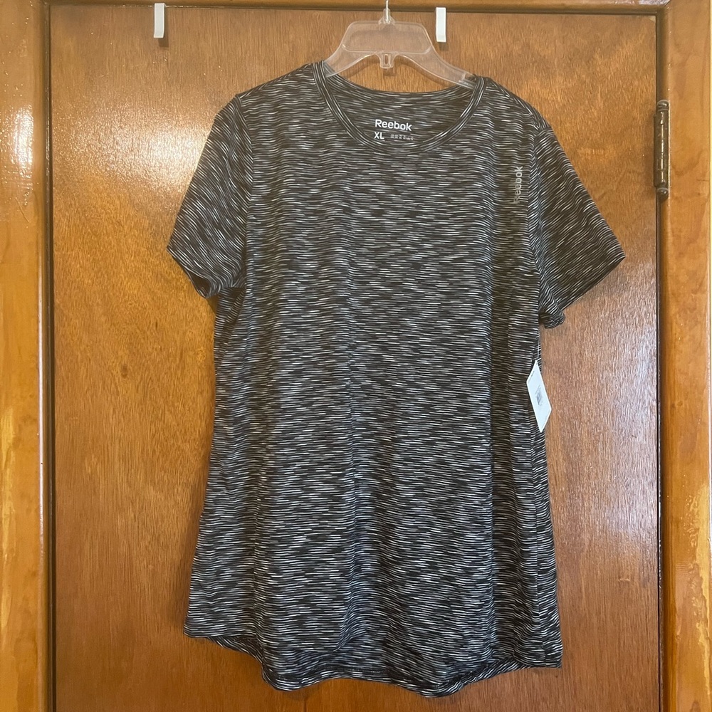 Reebok Men’s Sport Speedwick Black/White/Gray Print Short Sleeve Crewneck Tee